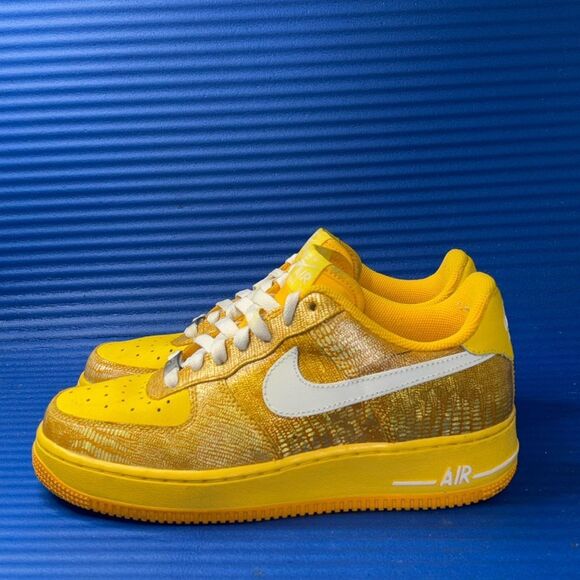 Size 7.5- Nike Air Force 1 AF1 DEL SOL Yellow Gold Shoes Sneakers 315115-714 - Picture 2 of 8